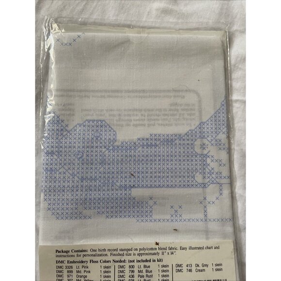 Bucilla Special Edition Stamped Cross-Stitch Birth Record Kit Noahs Ark Baby Col - Picture 7 of 7